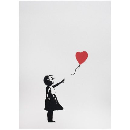 A reproduction of banksys iconic girl with balloon but reproduced exactly by West Country Prince. in the image the little girl lets go of her love baloon