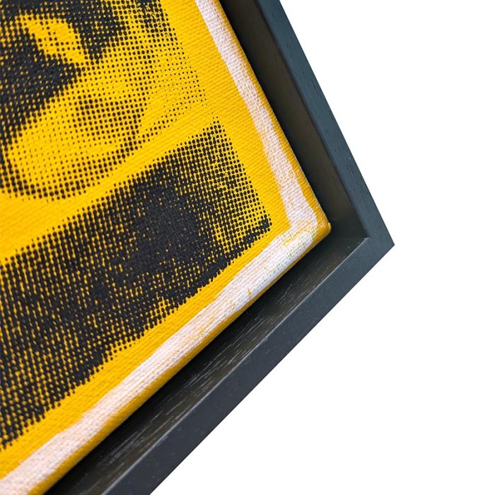 Screen print artwork by RYCA featuring a smiley face in a classic still life composition.